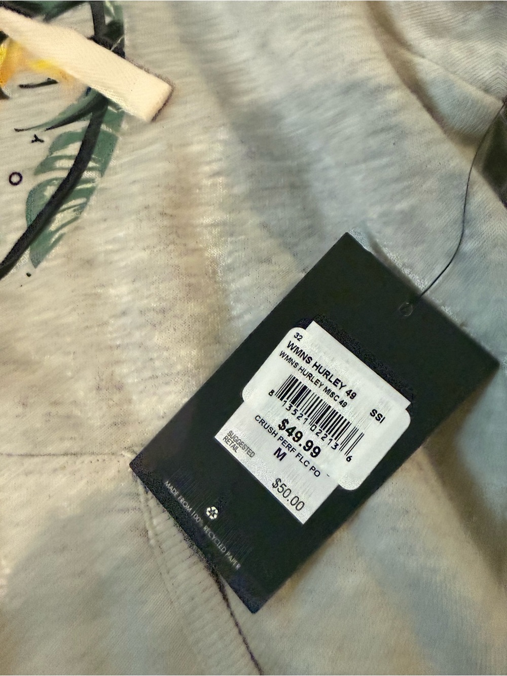 Hurley Gray Pullover Hoodie with Floral Logo - Picture 3 of 5